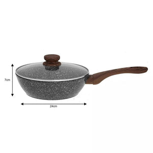 Тиган уок Kinghoff 1583, 24 cm, Индукция, Тройно гранитно покритие, Сив