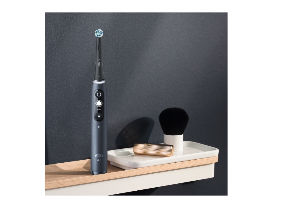 Electric toothbrush Oral-B iO7 with magnetic technology and micro-vibration, Artificial intelligence, LED interactive display, Smart pressure sensor, Visible timer, Magnetic charger, Travel set, Black