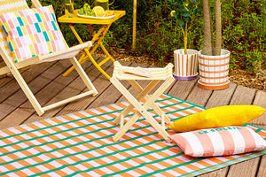 Сгъваемо столче atmosphera Poolside, Дърво и жълт текстил, 37 cm