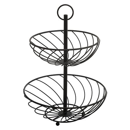 Етажерка за плодове 5five, Двуетажна, Метал, Черна