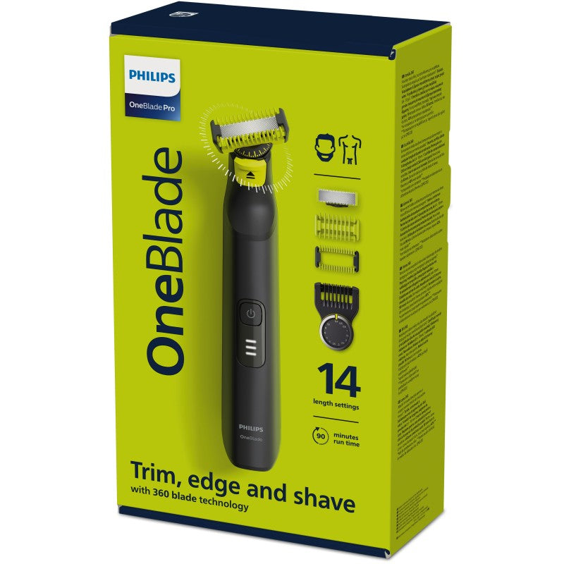 Тример Philips Pro 360 QP6541/15, OneBlade, Автономност 90 мин, LED индикация, Черен/Жълт