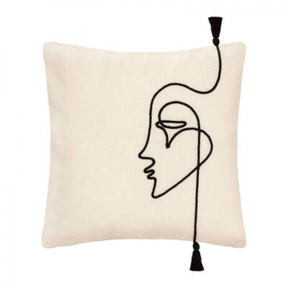 Decorative cushion cover atmosphere Face, 40x40, Ivory