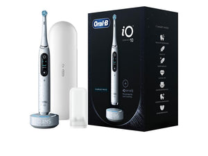 Electric toothbrush Oral-B iO10, Magnetic and micro-vibration technology, Artificial intelligence, LED display, Pressure sensor, 7 modes, Travel set, White