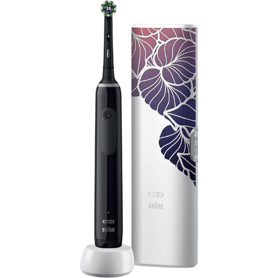 Електрическа четка за зъби Oral-B Pro 3 3500, Floral Design Edition, Черен