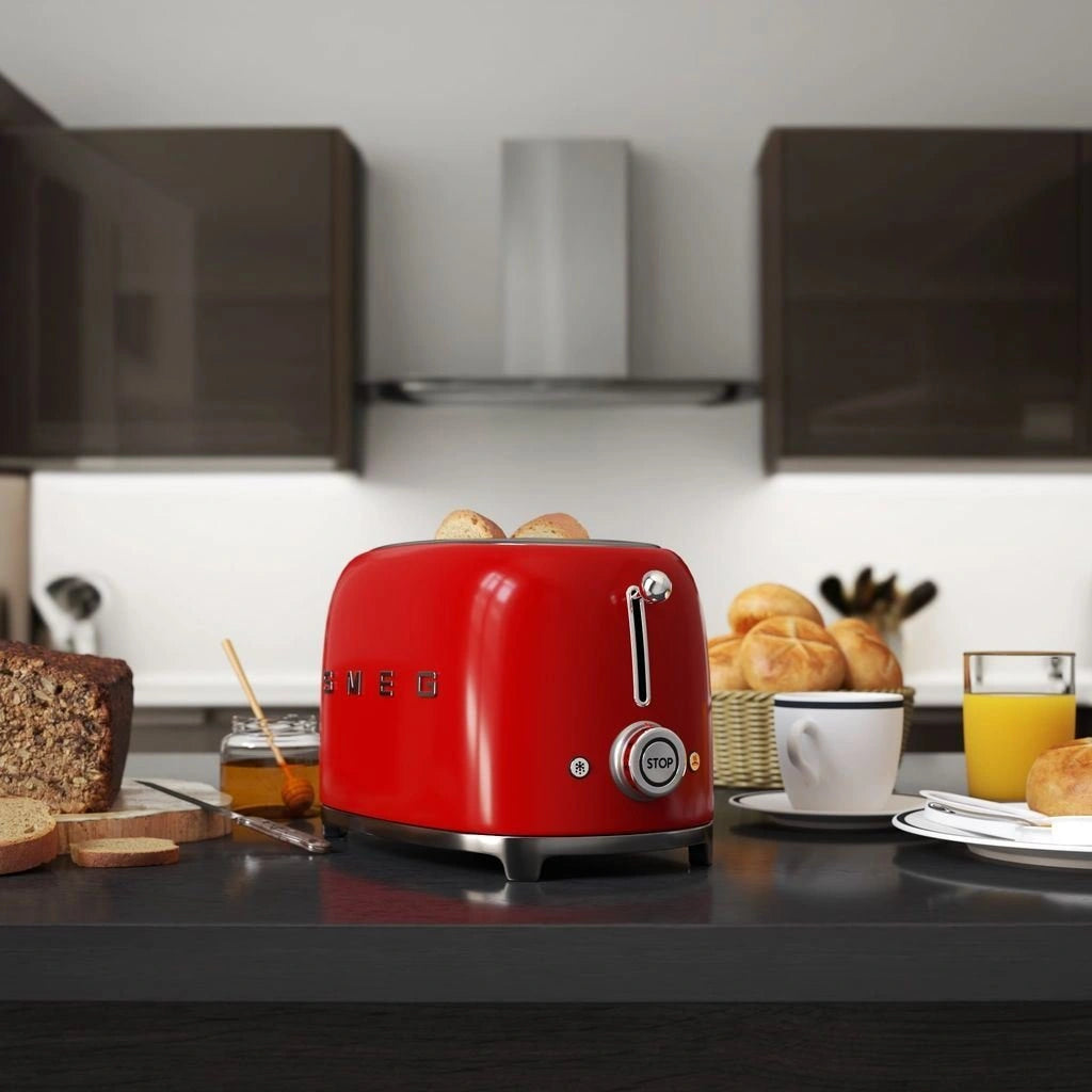 Тостер SMEG TSF01RDEU, 50's Style, 950 W, 2 филии, 6 нива на препичане, Червен