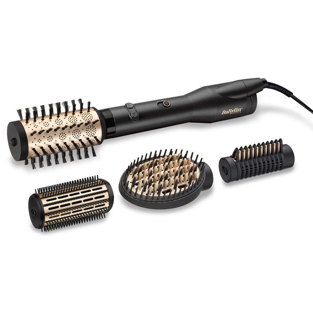 Електрическа четка за коса BaByliss Big Hair Luxe AS970E, 650W + 4 аксесоара, Йонна технология, Керамично покритие, Струя студен въздух, Черен мат / Златист