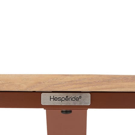 Fixed round table Oraclion 4 seats aluminum wood effect honey mahogany