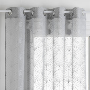 Mia embroidered sheer curtains 140 x 240 cm grey