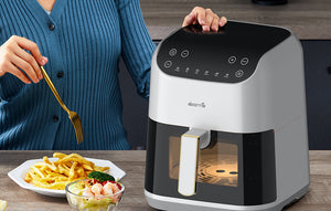 Deerma hot air fryer DEM-KZ130W, 1300W, Capacity 5.5 l, up to 200°C, 6 programs, Black