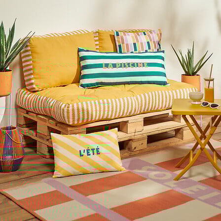 Възгавница облегалка atmosphera Poolside, Жълт, 60×40×15 cm