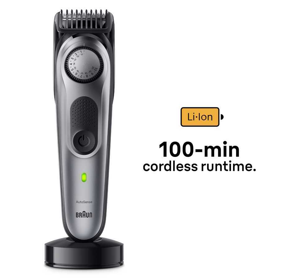 Braun Face Trimmer, Steel, Autonomy 100 min., Black/Grey