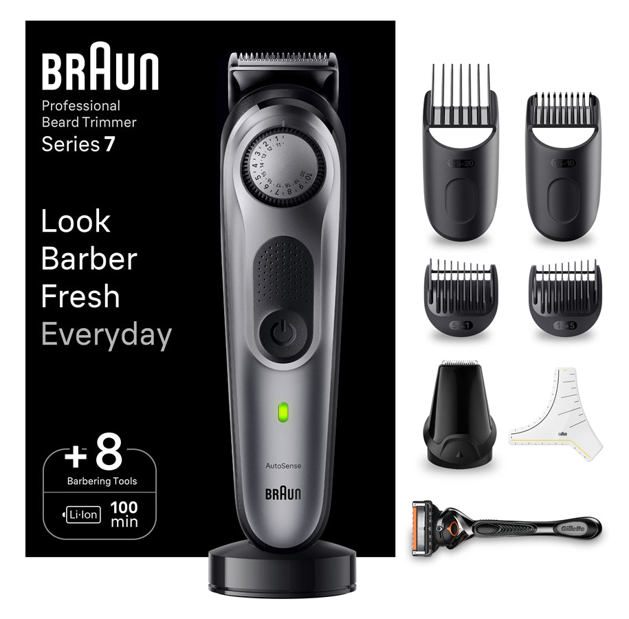 Braun Face Trimmer, Steel, Autonomy 100 min., Black/Grey