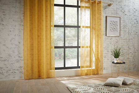 Mia embroidered sheer curtains 140 x 240 cm ochre