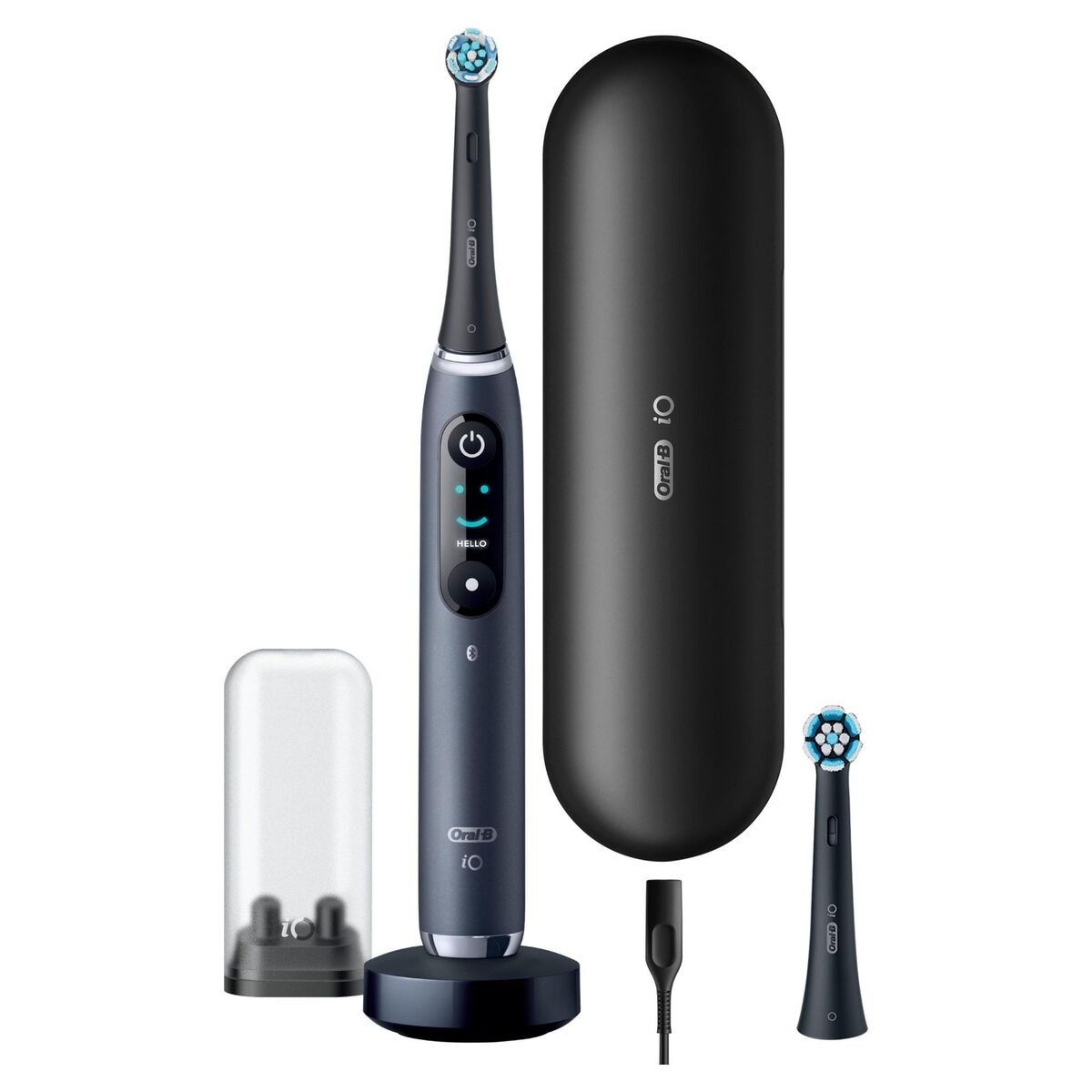 Oral-B iO9 Electric Toothbrush with Magnetic Technology and Microvibration, Artificial Intelligence, LED Display, Smart Pressure Sensor, Magnetic Charger, Travel Kit with Charger, Black