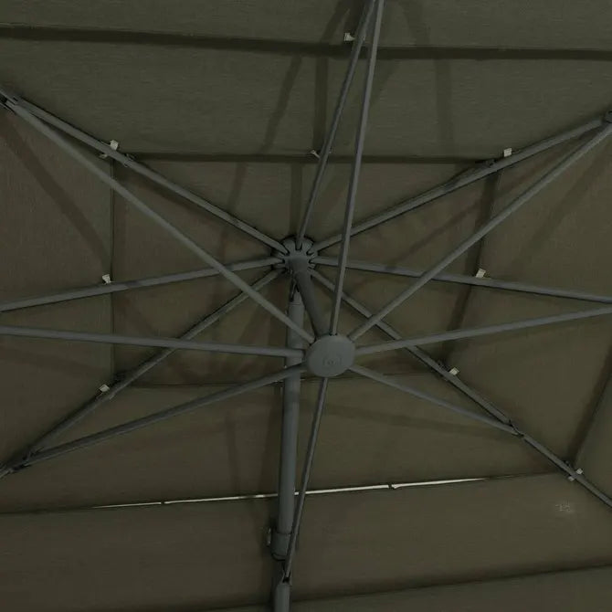 Градински чадър със странична стойка Hesperide Melhia Multi-canopy, Накланящ се, Olefin, Лаврово зелено, 4x3 m