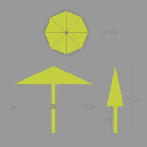 Прав накланящ се чадър Hesperide Sisko, Спици от фибростъкло, Синьо-зелен, 2.7 m