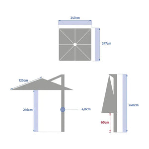 Градински чадър със странична стойка Hesperide Manoa, Кехлибар, 2.5x2.5 m