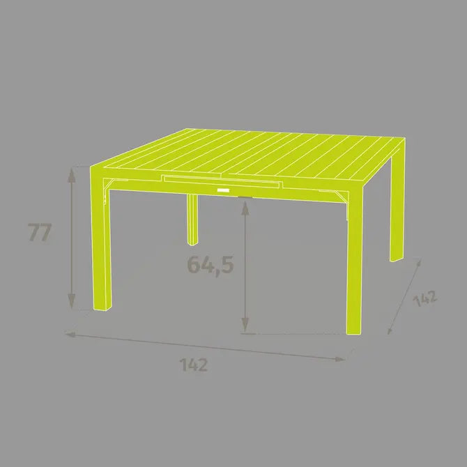 Градинска квадратна маса Hesperide Evasion, Слонова кост, 10 места