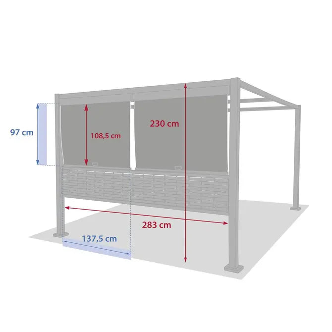 Комплект щори за беседка Hesperide Zalya, Цвят Шисти, 4x3 m