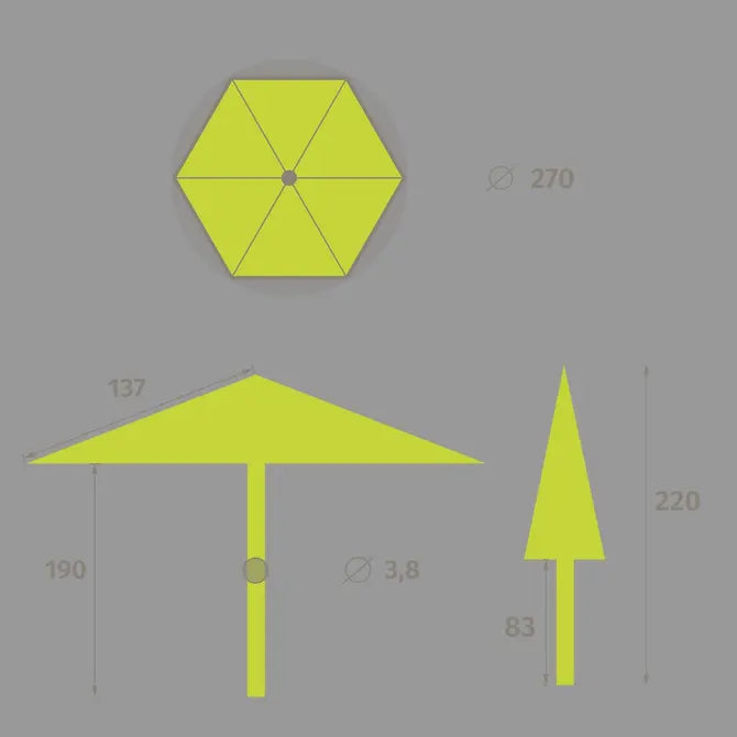 Прав накланящ се чадър Hesperide Soya, Пшеница, 2.7 m