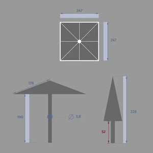 Прав накланящ се чадър Hesperide Soya, Пшеница, 2.5x2.5 m