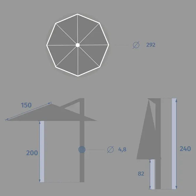 Градински чадър със странична стойка Hesperide Manoa, Пшеница, 3 m