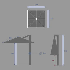 Градински чадър със странична стойка Hesperide Manoa, Пшеница, 2.5x2.5 m