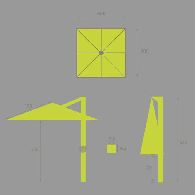 Градински чадър със странична стойка Hesperide Melhia, Накланящ се, Olefin, Антрацит, 4x3 m