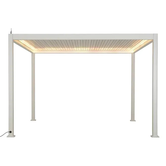 Електрическа пергола Hesperide Evora, Бял алуминий, 3.6x3.6 m