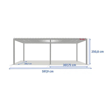 Електрическа пергола Hesperide Evora, Бял алуминий, 6x3.6 m