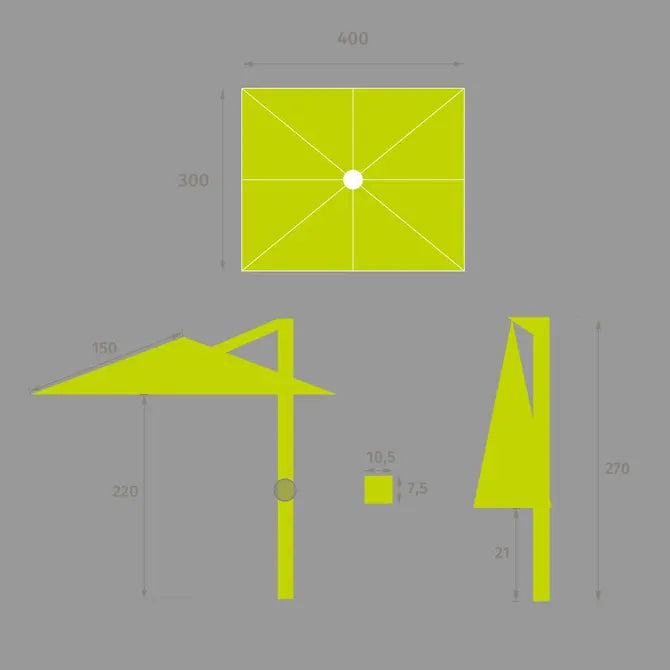 Градински чадър със странична стойка Hesperide Suenyo Sunbrella, Антрацит, 4x3 m
