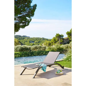 Шезлонг с колелца Hesperide Jimani, Алуминий, 77 cm, Антрацит/Графит