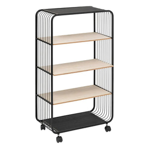 Етажерка 5five, Метал и черно дърво, 4 нива, На колела