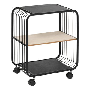 Етажерка 5five, Метал и черно дърво, 2 нива, На колела