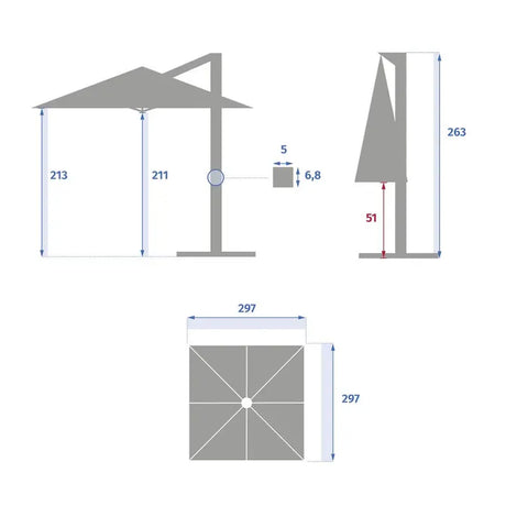 Градински чадър със странична стойка Hesperide Cayo, Пшеница, 3x3 m