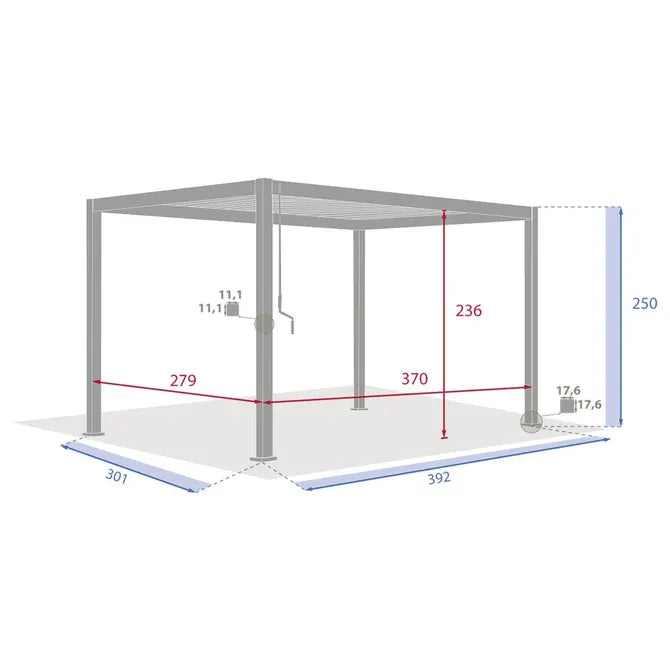 Пергола Hesperide Evora, Алуминий, Графит, 4x3 m
