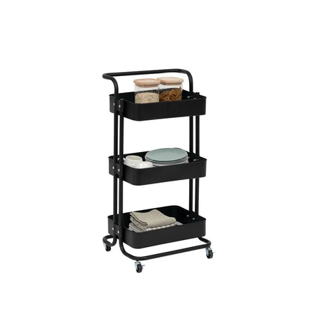 Кухненска количка 5five Black Edition, Черен, Метал, 3 нива