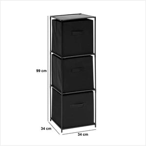 Рафт 5five Mix'n Modul, 3 отделения и 3 кутии за съхранение, 34 x 34 x 99 cm, Черен