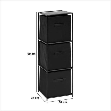 Рафт 5five Mix'n Modul, 3 отделения и 3 кутии за съхранение, 34 x 34 x 99 cm, Черен