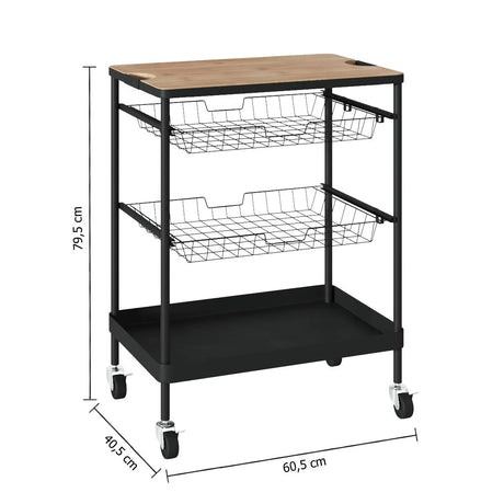 Кухненска количка 5five, Средна, Метал, С подвижен плот