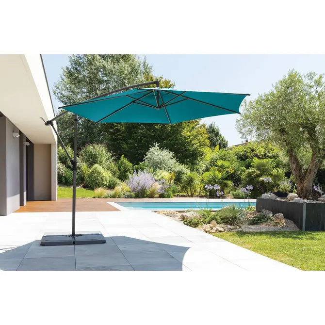 Градински чадър със странична стойка Hesperide Manoa, Синьо-зелен, 3 m