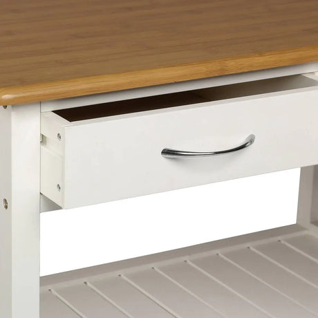 Кухненска количка 5five, Голяма, Бяло дърво и бамбук, С ефект