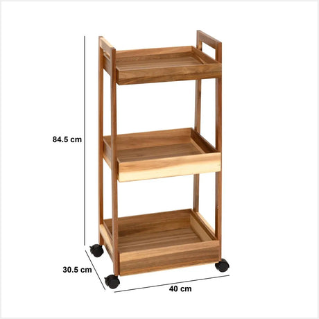 Кухненска количка 5five, Акация, 3 нива, 40x31x85 cm