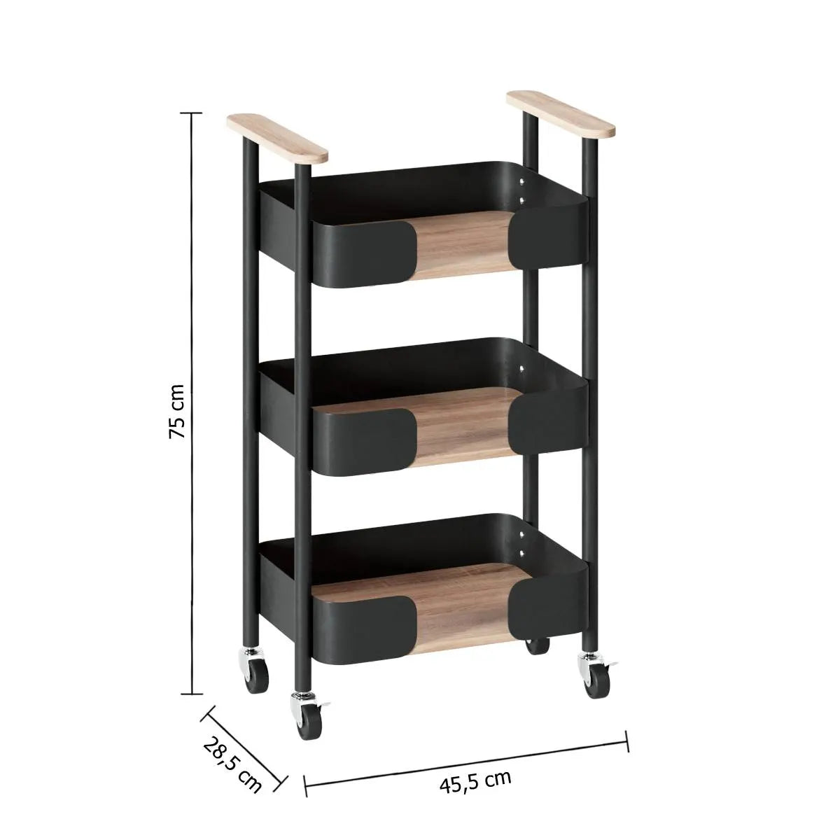 Кухненска количка 5five Blackwood, Средна, Метал и MDF