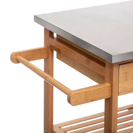 Кухненска количка 5five, Голяма, Бамбук, С метален плот