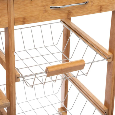 Кухненска количка 5five, Голяма, Бамбук, С метален плот