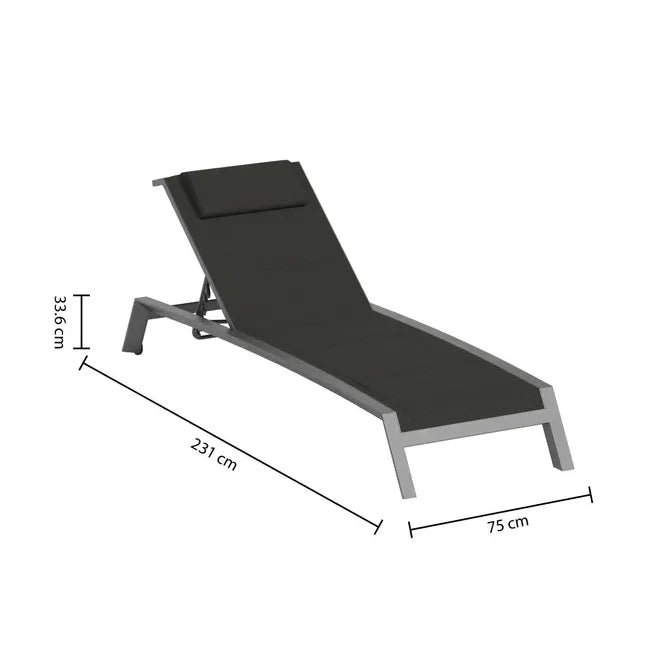 Сгъваем алуминиев шезлонг Hesperide Allure, Графит/Пипер