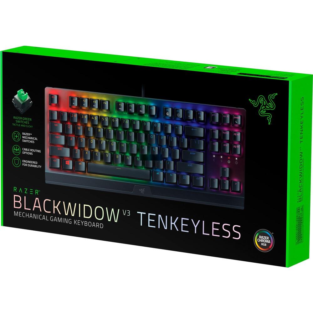 Razer BlackWidow V3 TKL Gaming Keyboard, Green Optical Switches, Black