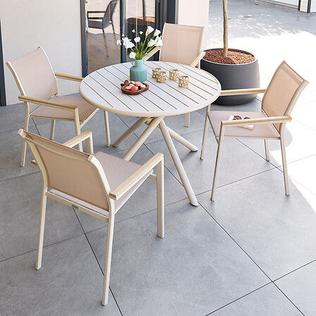 Nebullia round table 4 seats aluminum clay