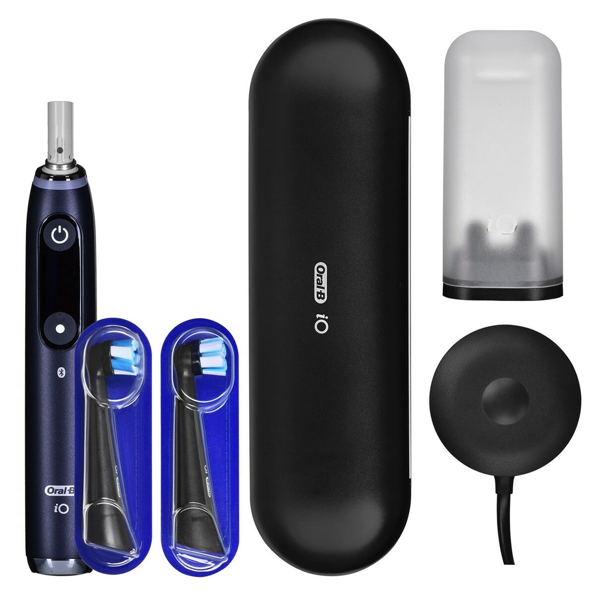 Oral-B iO9 Electric Toothbrush with Magnetic Technology and Microvibration, Artificial Intelligence, LED Display, Smart Pressure Sensor, Magnetic Charger, Travel Kit with Charger, Black